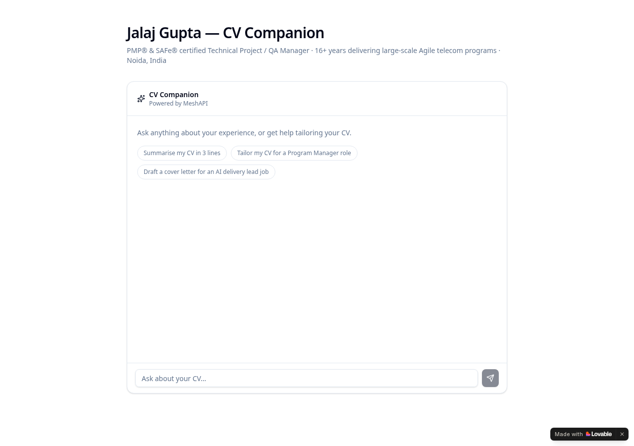 Your CV Companion preview